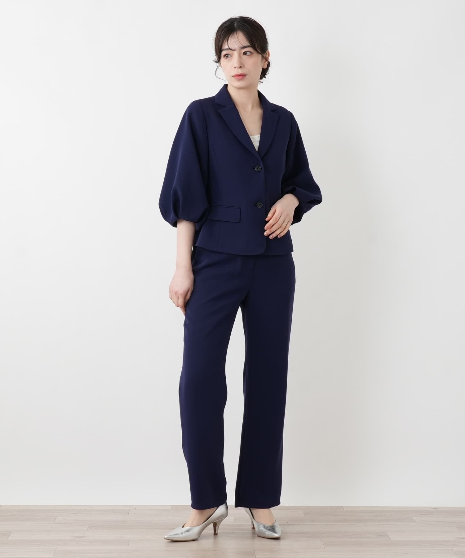 Leilian ストレートパンツ レリアン パンツ その他のパンツ ネイビー