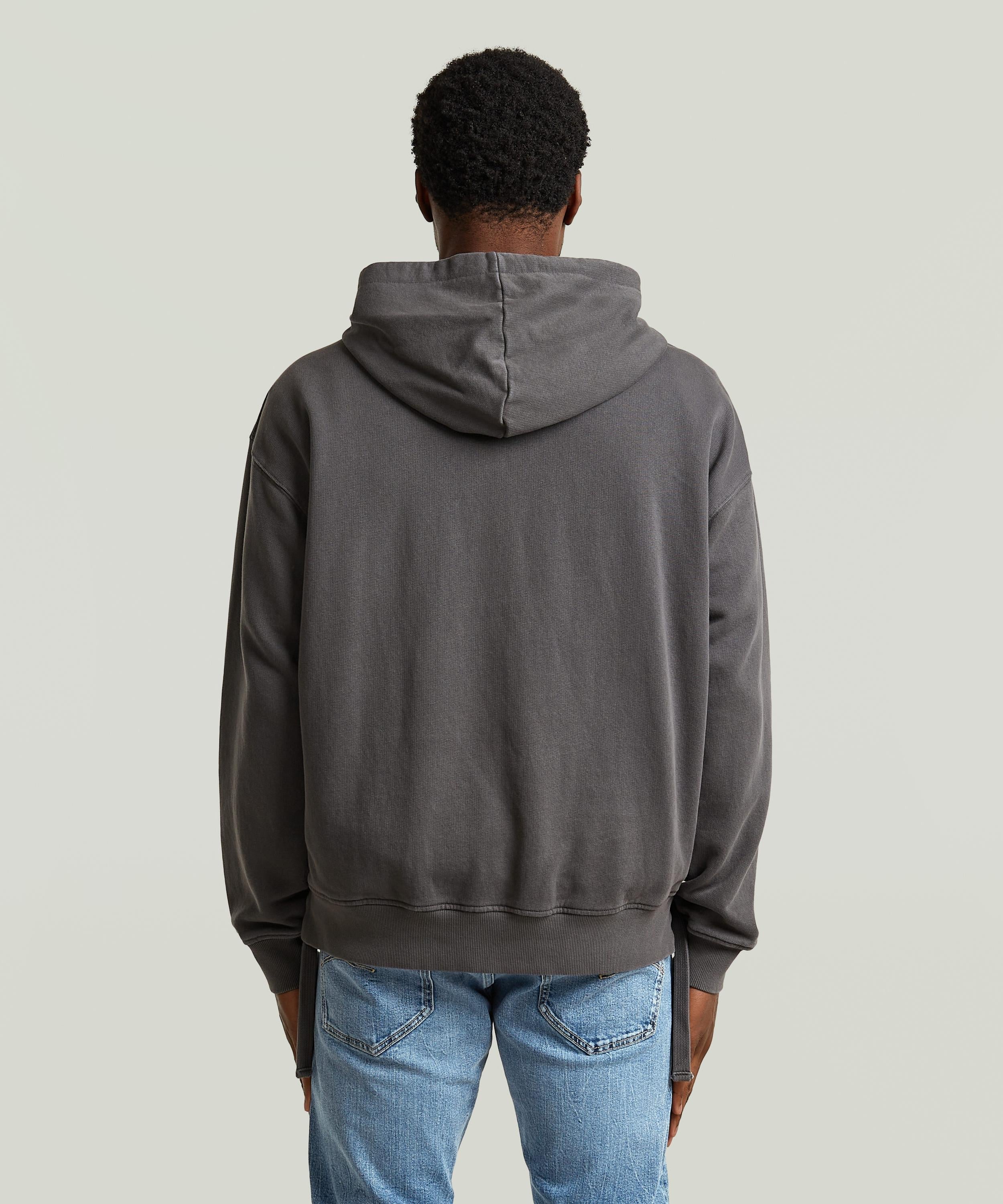 【公式ショップ】Woven Mix Loose Hoodie Sweater Overshirt/異素材ミックスガーメントダイウォッシュ加工ルーズオーバーサイズスウェットパーカー/スウェットブルゾン ジースターロゥ トップス パーカー・フーディー ブラック