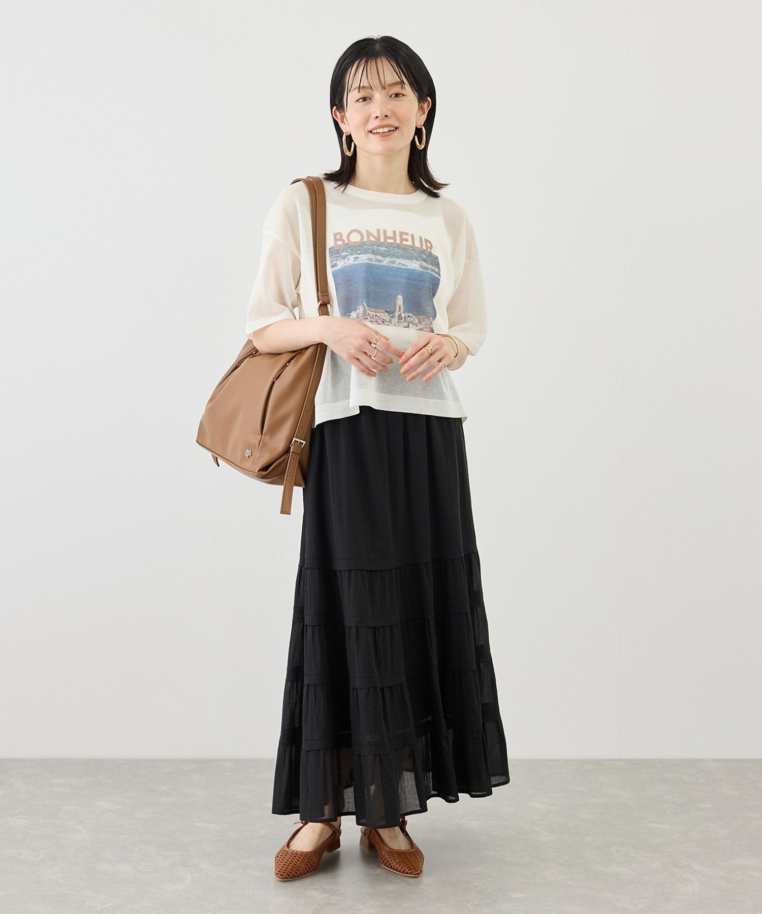 【SALE／20%OFF】ROPE' PICNIC フォトプリントニットTシャツ ロペピクニック トップス ニット ホワイト ベージュ【送料無料】 stylife-15694038 Rakuten Fashion サンプル画像3