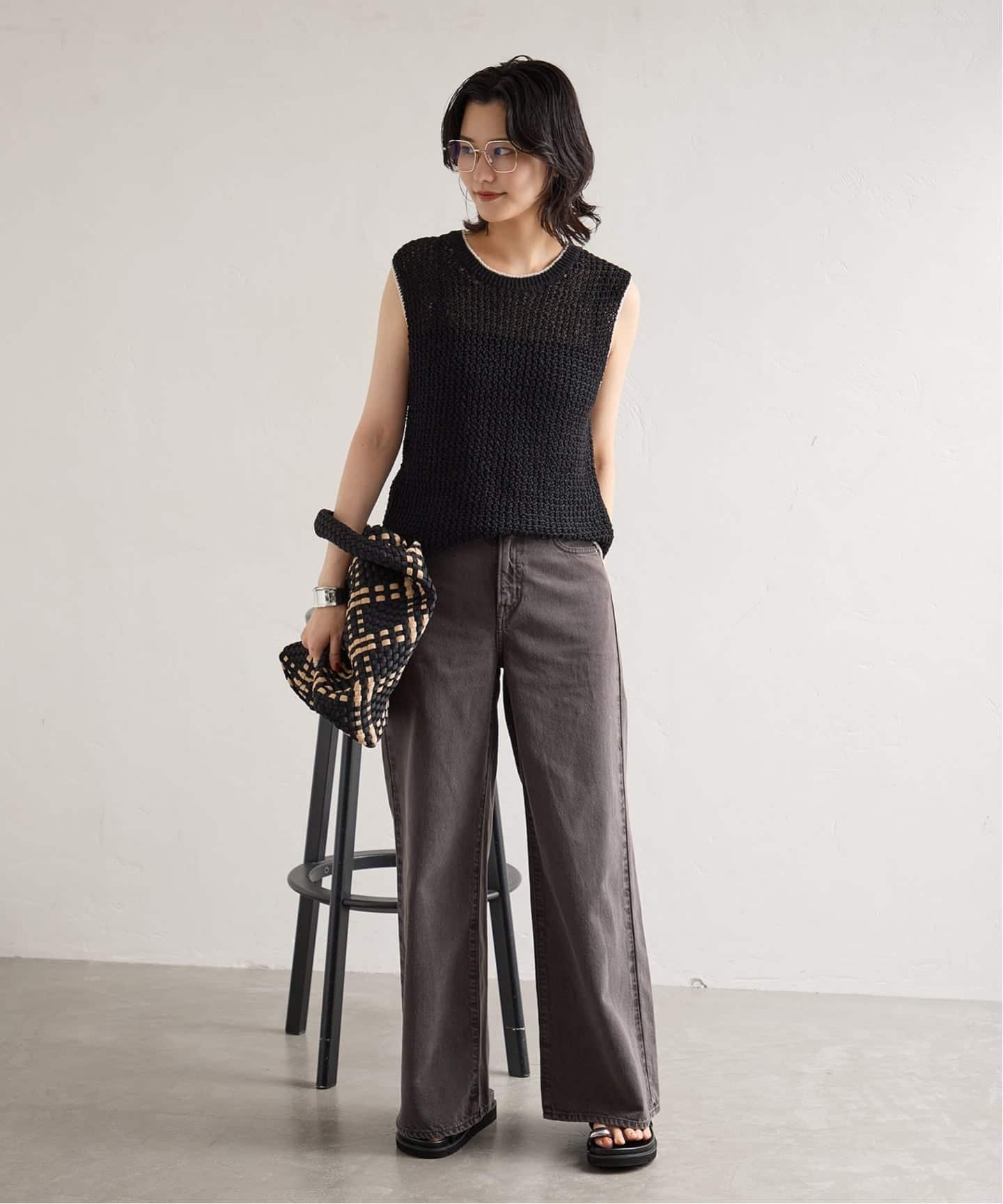 JOURNAL STANDARD メランジモク ノースリーブ ジャーナル スタンダード トップス ニット ブラック ベージュ