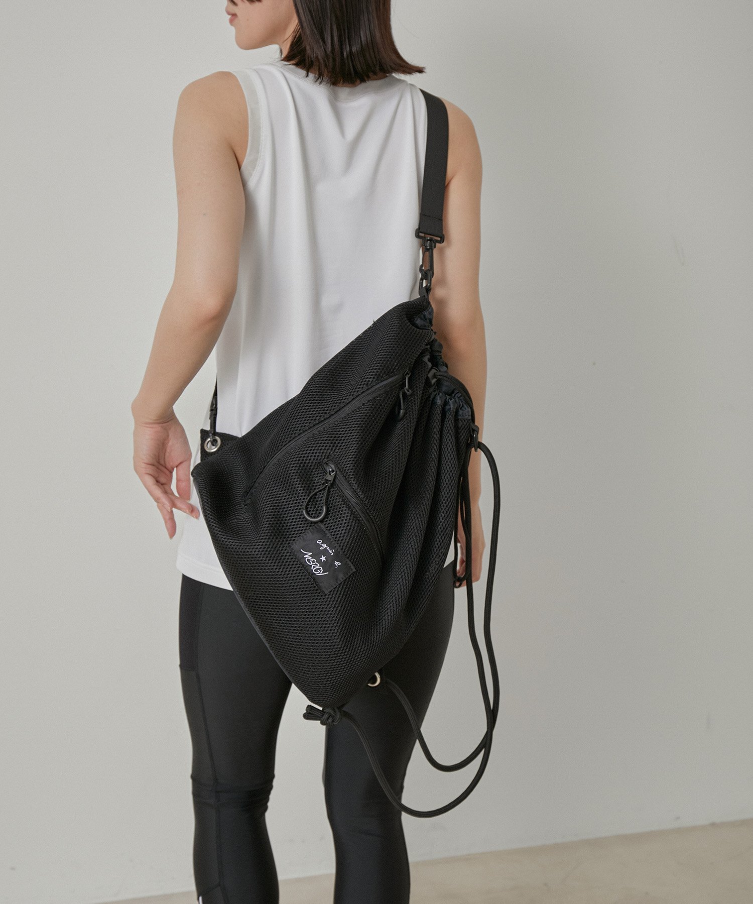 NERGY agnes bシアーメッシュバックパック ナージー バッグ リュック・バックパック ブラック ホワイト【送料無料】のサムネイル