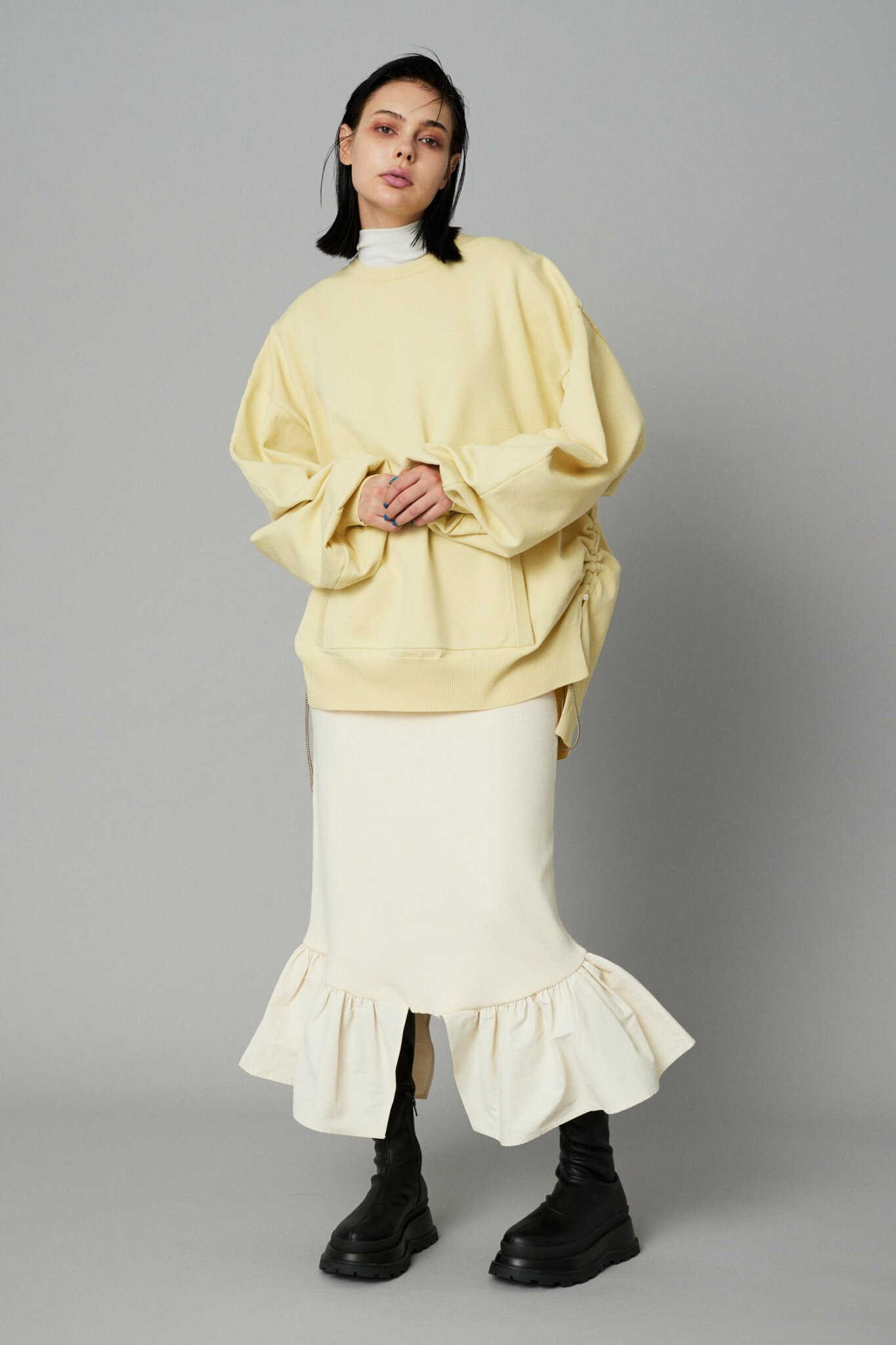 HeRIN.CYE Frill hem skirt ヘリンドットサイ スカート ロング・マキシスカート ネイビー ホワイト ブラック【送料無料】