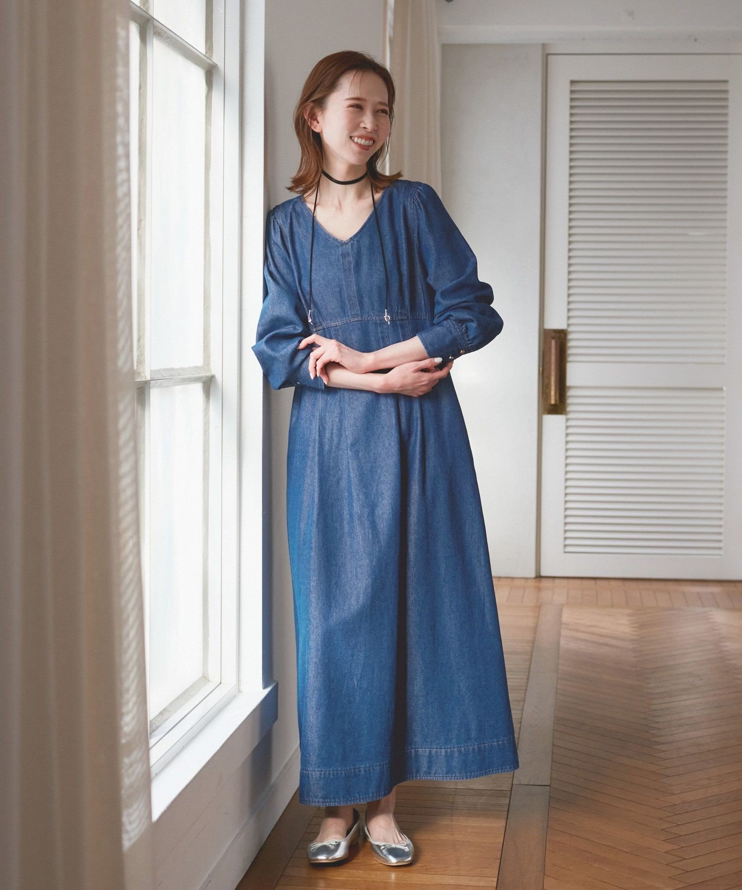 【SALE／50%OFF】ROPE' PICNIC デニムワンピース ロペピクニック ワンピース・ドレス ワンピース ブラック ネイビー【送料無料】