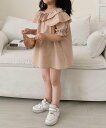 【SALE/30%OFF】aimoha KIDS 【aimoha-KIDS-】ダブルフリルカラーブラウス アイモハ トップス シャツ・ブラウス ベージュ