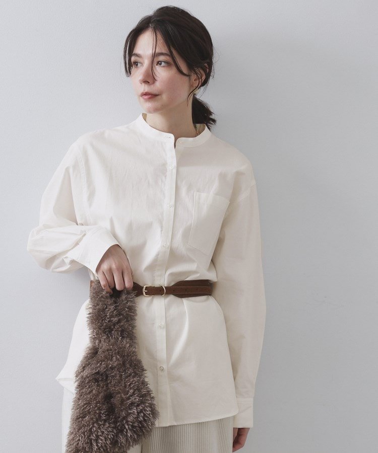 OPAQUE.CLIP バンドカラーシャツ【洗濯機OK】 オペークドットクリップ トップス シャツ・ブラウス ホワ..