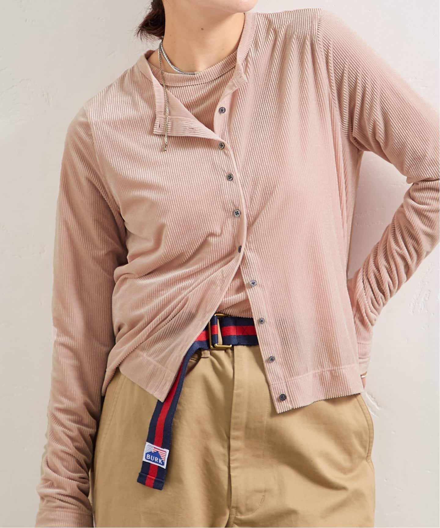 JOURNAL STANDARD ハリヌキベロアカーディガン ジャーナル スタンダード トップス カーディガン ピンク..