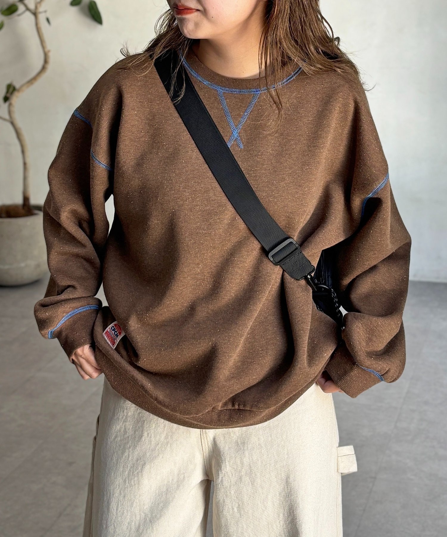 CPCM カラーネップ裏起毛スウェット シーピーシーエム トップス カットソー・Tシャツ ブラウン ホワイト グレー【送料無料】のサムネイル