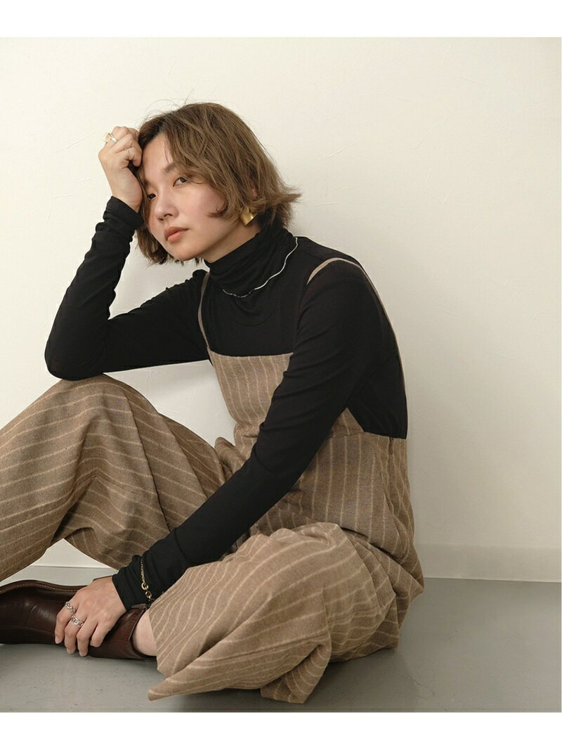【SALE／50%OFF】Bab 【WEB限定】ストライプ柄ストレートサロペット バブ / ブージュルード オールインワン・オーバーオール オーバーオール・サロペット ベージュ ブラウン