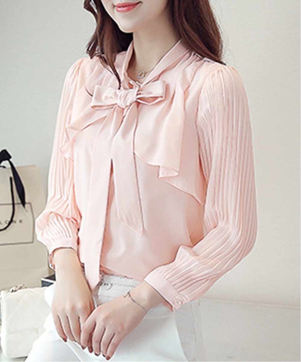 【SALE/40%OFF】Aimoon 袖プリーツ シャツブラウス レディース ミニミニストア トップス シャツ・ブラウス ホワイト ピンク ブルー【送料無料】