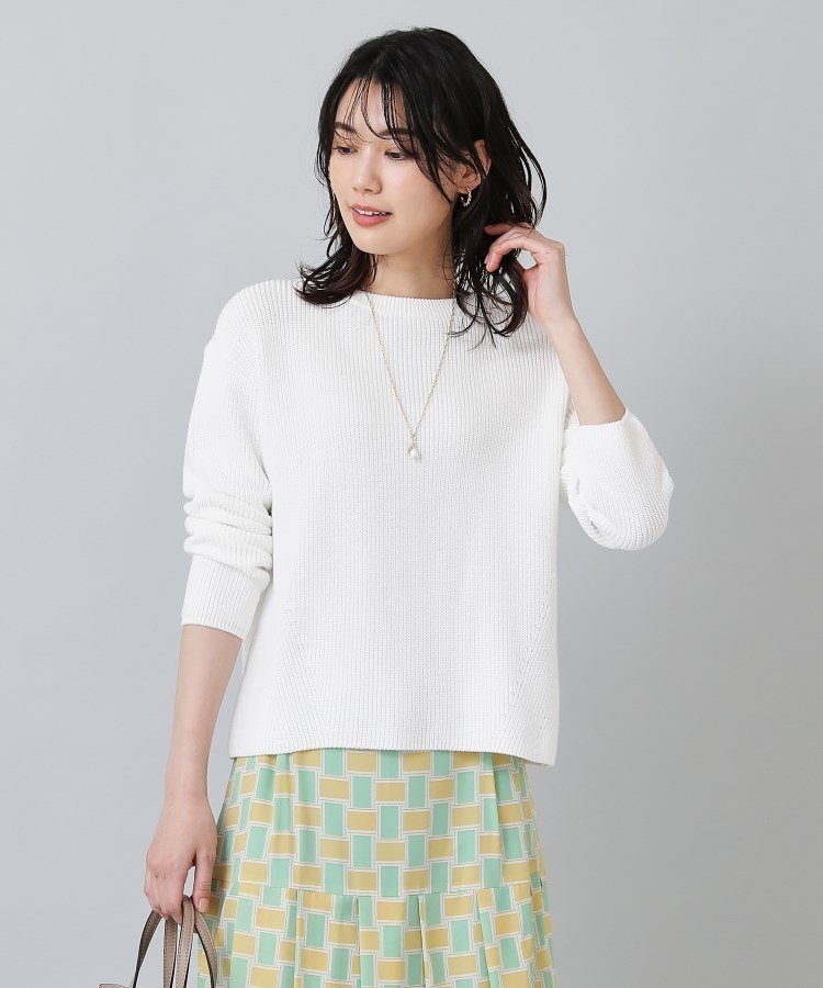 楽天Rakuten Fashion【SALE／50％OFF】UNTITLED 【今すぐ着られる春ニット】ミドルゲージ 片畦ニット アンタイトル トップス ニット ホワイト ベージュ ブルー【送料無料】