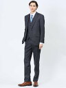 TAKA-Q 光沢ウール混 スリムフィット 2ボタン3ピーススーツ 組織紺 【25SS】 メンズ セットアップ ジャケット ビジネス カジュアル 通勤 仕事 タ...