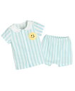 【SALE/50%OFF】moimoln 【セットアップ】ノーティッド ストライプトップス&パンツ モイモルン インナー・ルームウェア パジャマ グリーン ピン...