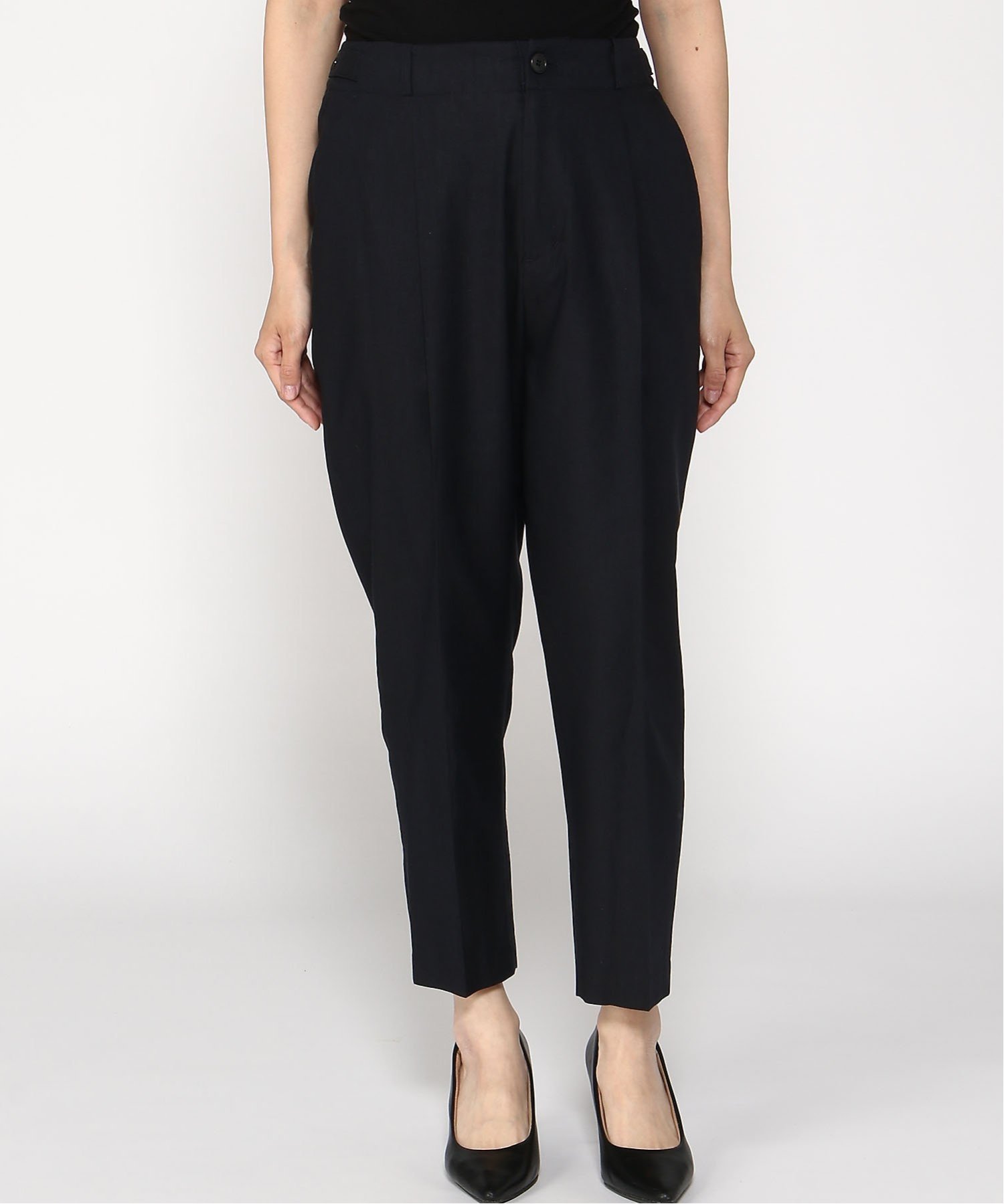 pas de calais pas de calais コットンリネン綾ストレッチ テーパード パンツ パドカレ パンツ その他のパンツ ネイビー ブルー グレー