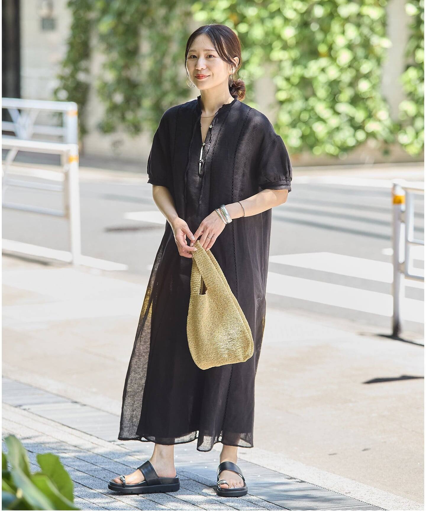 JOURNAL STANDARD インディア コットンリネンメッシュワンピース ジャーナル スタンダード ワンピース・ドレス ワンピース パープル ブラック