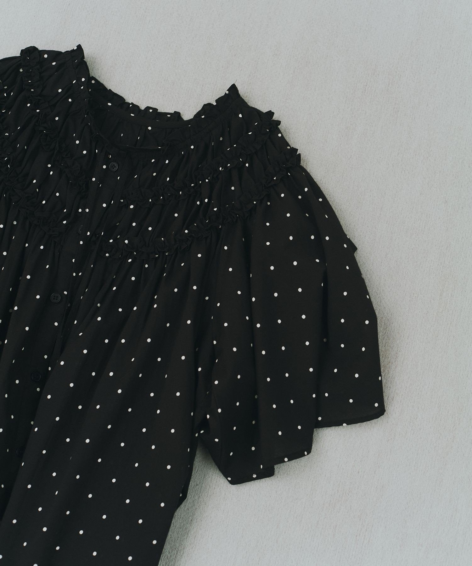 SALON adam et rope' 【crinkle crinkle crinkle】別注ドットコットンブラウス サロン アダム エ ロペ トップス シャツ・ブラウス ブラック