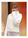 【SALE/40%OFF】dazzlin ケーブルタートルショートプルオーバー ダズリン ニット 長袖ニット ホワイト ブラック ピンク オレンジ ブラウン