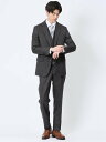 TAKA-Q 光沢ウール混 スリムフィット 2ボタン3ピーススーツ 組織グレー 【25SS】 メンズ セットアップ ジャケット ビジネス カジュアル 通勤 仕事...