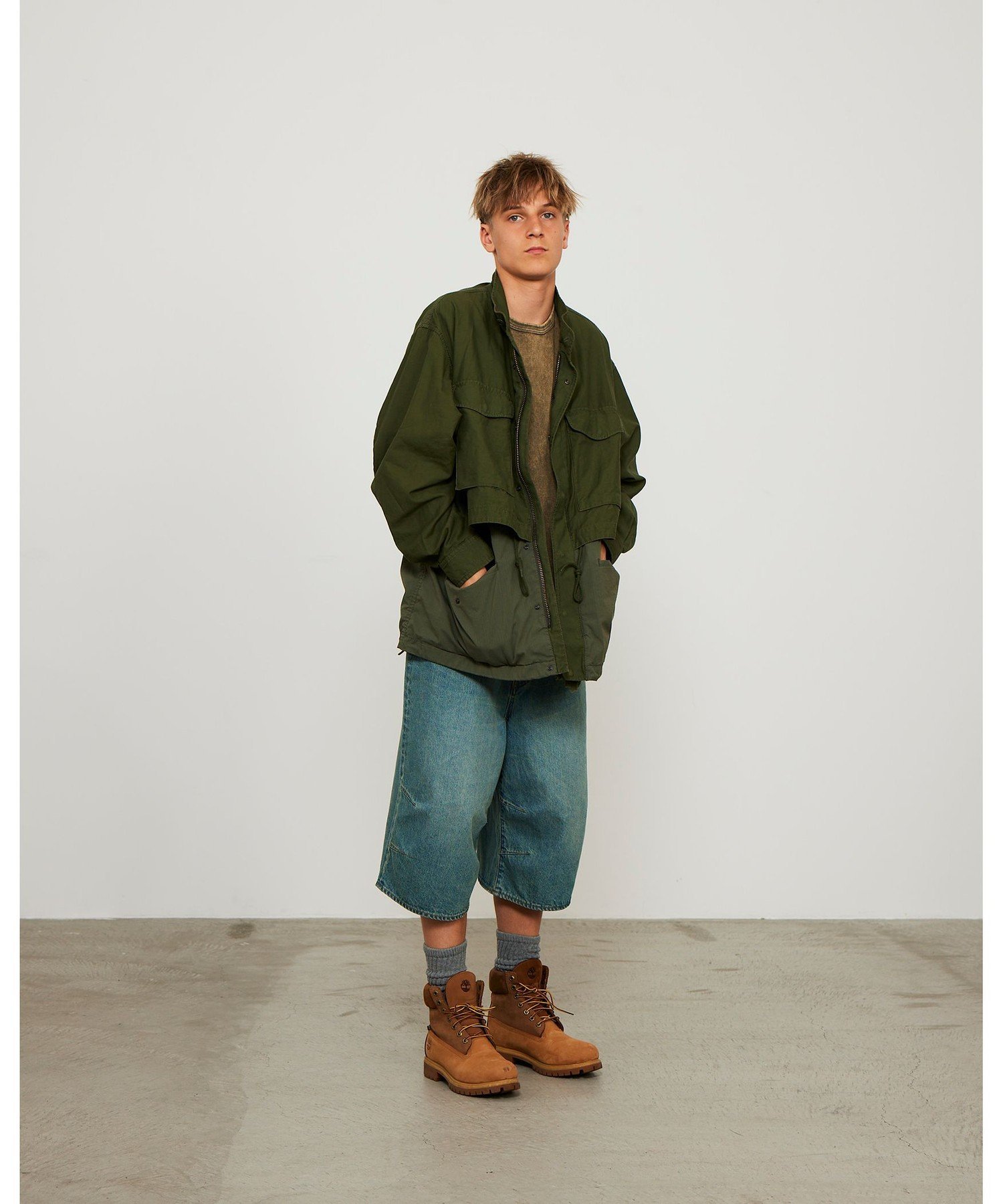 【SALE／50%OFF】BEAMS バックサテン レイヤード M-65 ブルゾン ビームス メン ジャケット・アウター ミリタリージャケット ブラック カーキグリーン【送料無料】