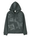 X-girl COLLAGE GRAPHIC HOODED TOP X-girl エックスガール トップス パーカー・フーディー カーキグリーン グレー【送料無料】