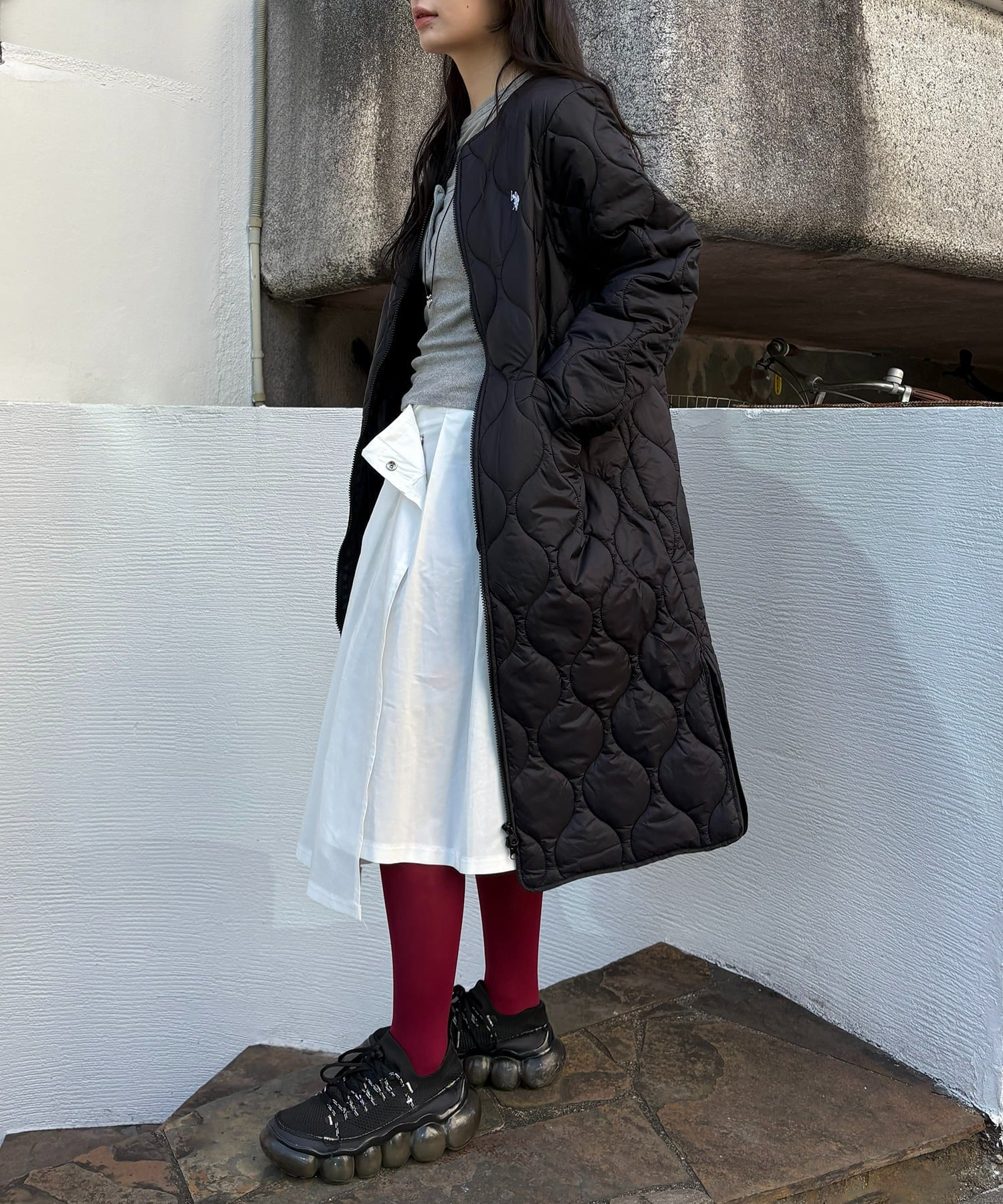 U.S. POLO ASSN. U.S. POLO ASSN./キルティングアウター ロング ポロ セットアップセブン ジャケット・アウター その他のジャケット・アウター ブラック【送料無料】