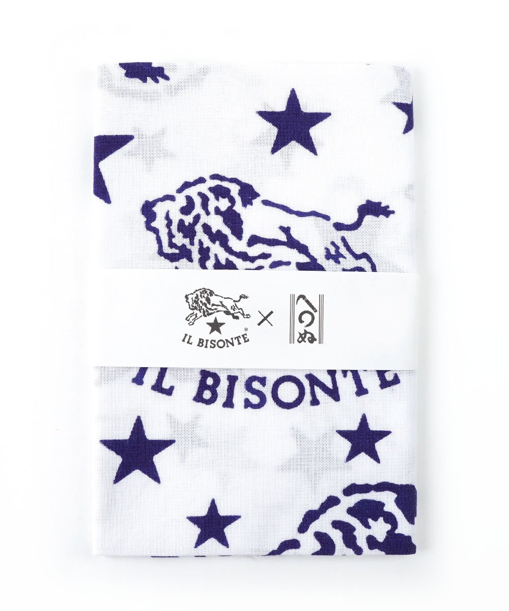 IL BISONTE イルビゾンテ ランダムバイソンロゴ てぬぐい ブルーコムブルー ファッション雑貨 スカーフ・バンダナ