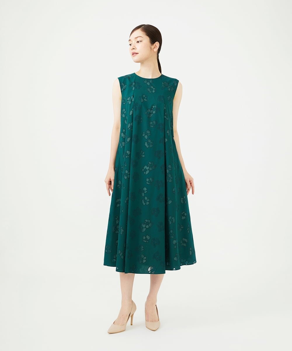 Sybilla オパールフラワータックドレス シビラ ワンピース・ドレス ドレス ブラック グリーン【送料無料】