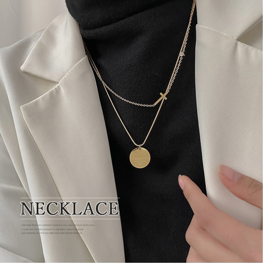 【SALE／30%OFF】Aimoon 2連チェーンネックレス クロスモチーフ ミニミニストア アクセサリー・腕時計 ネックレス ゴールド