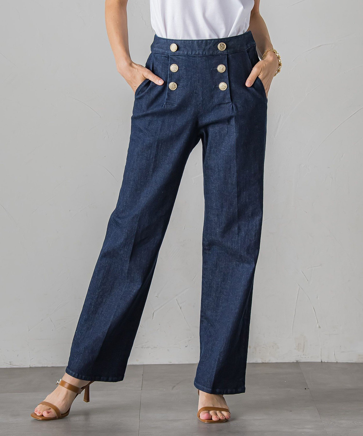 Viaggio Blu マリンデニムパンツ≪洗濯機で洗える≫ ビアッジョブルー パンツ ジーンズ・デニムパンツ ネイビー ブルー【送料無料】のサムネイル