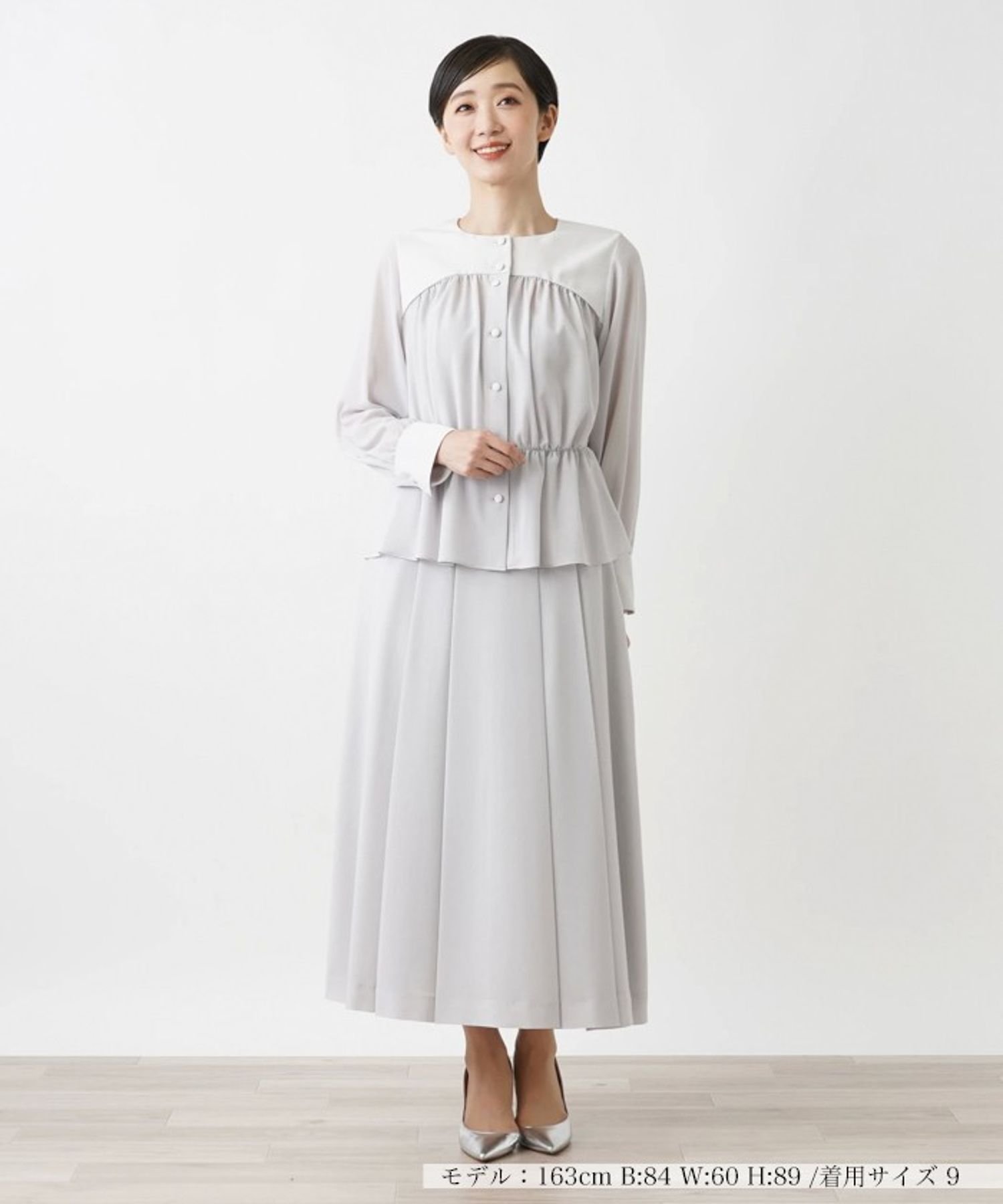 Leilian ノーカラーブラウス レリアン トップス シャツ・ブラウス ブラック
