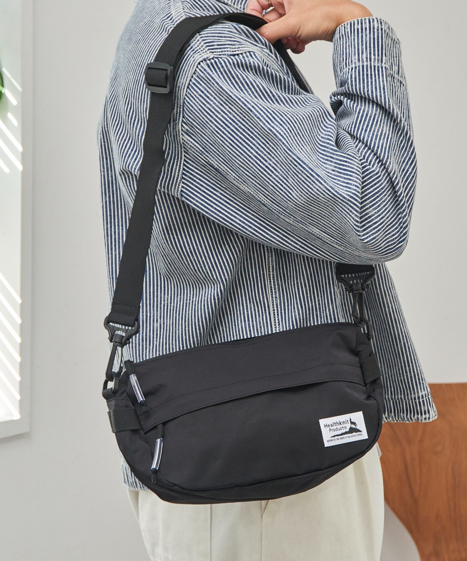 Healthknit Product Healthknit Product/ヘルスニット シワナイロンショルダー セットアップセブン バッグ ショルダーバッグ ブラック ネイビー