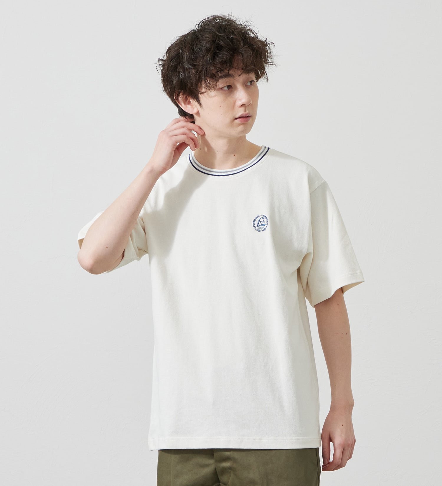 Lee Lee ラインリブTシャツ カノコ素材 エドウインオンラインモール トップス カットソー・Tシャツ ブルー ホワイト オレンジ ブラック【送料無料】
