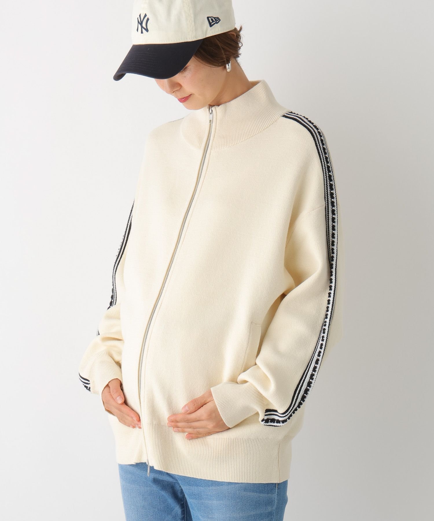 楽天Rakuten Fashion【SALE／50％OFF】LEPSIM 【産前・産後対応】マタニティ/ラインニットカーディガン レプシィム マタニティウェア・ベビー用品 その他のマタニティグッズ ブラウン ホワイト