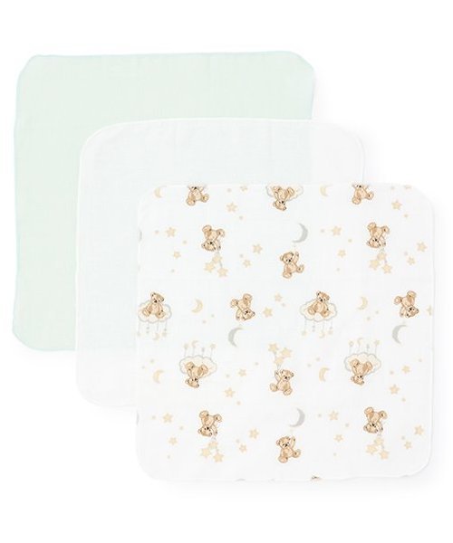 petit main ガーゼ3P ナルミヤオンライン マタニティウェア・ベビー用品 その他のベビーグッズ パープル ブルー ピンク グリーンのサムネイル