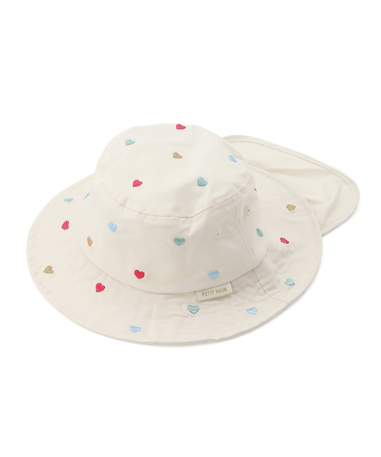 petit main 【遮熱】刺しゅうバケットハット ナルミヤオンライン 帽子 ハット ホワイト パープル グリーン ピンク ネイビー