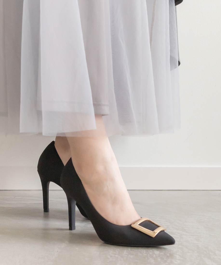 【SALE／70%OFF】RANDA スクエアパーツポインテッドトゥパンプス ランダ シューズ・靴 パンプス ブラック ホワイト ベージュのサムネイル