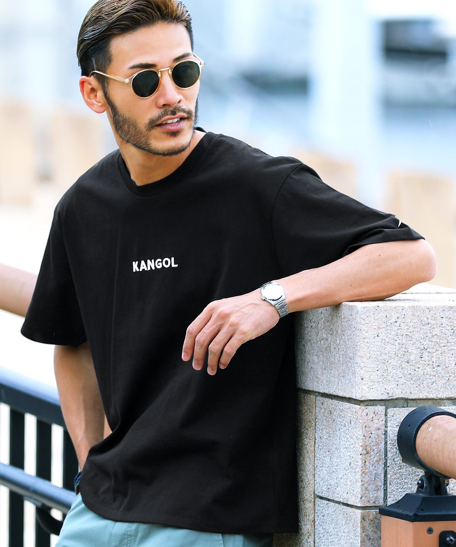 JIGGYS SHOP SELECT KANGOL ブランド別注 刺繍ロゴTシャツ ジギーズショップ トップス カットソー・Tシャツ ブラック ホワイト