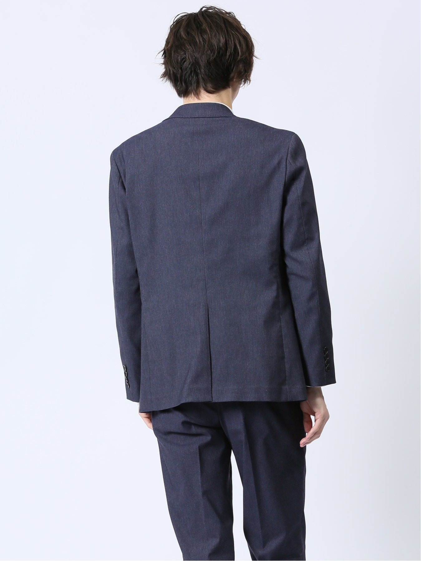 m.f.editorial ストレッチ スリムフィット 2ボタンジャケット デニム風紺(セットアップ可能) 【25SS】 メンズ セットアップ ジャケット ビジネス カジュアル アウター ライトアウター 通勤 仕事 タカキュー スーツ・フォーマル スーツジャケット ネイビー【送料無料】