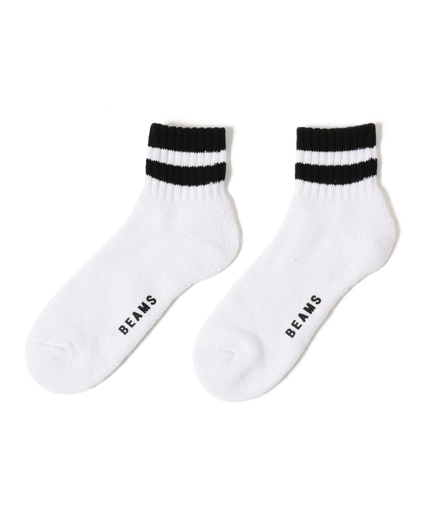 BEAMS ライン ソックス ビームス メン 靴下・レッグウェア 靴下 ホワイト ブラック