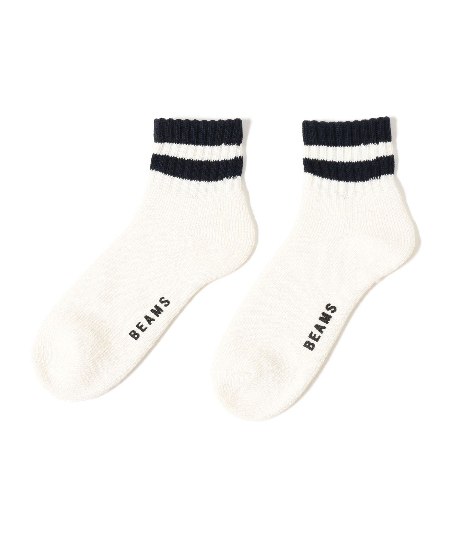 BEAMS ライン ソックス ビームス メン 靴下・レッグウェア 靴下 ホワイト ブラック