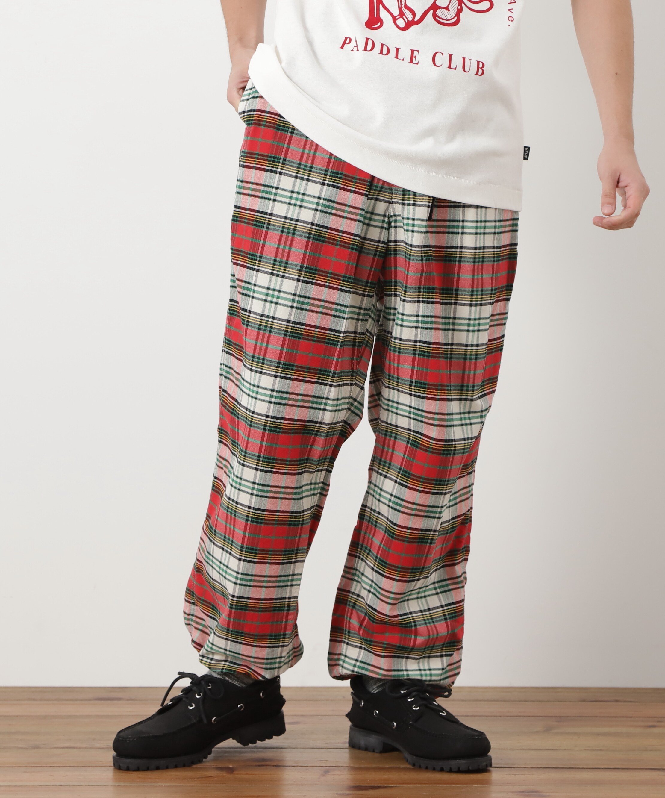 MANASTASH/マナスタッシュ/WASHED PLAID STRING PANTS マナスタッシュ パンツ その他のパンツ パープル レッド