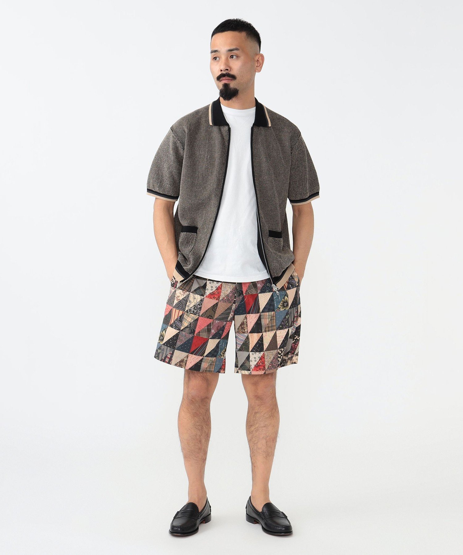 Plain Front Shorts Polyester Dobby Patchwork Print ビームス アウトレット パンツ その他のパンツ