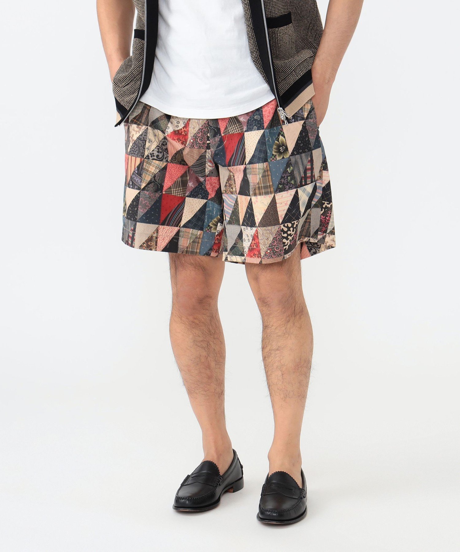 Plain Front Shorts Polyester Dobby Patchwork Print ビームス アウトレット パンツ その他のパンツ