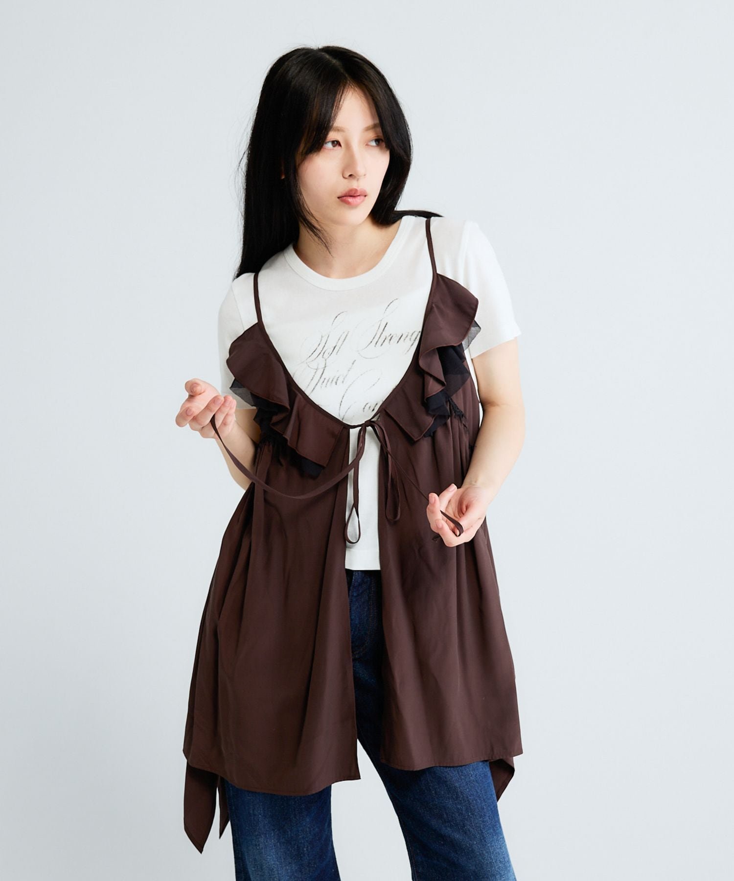 JEANASIS 2WAYイレヘムキャミチュニック ジーナシス トップス その他のトップス ブラウン ホワイト ブラック【送料無料】 3