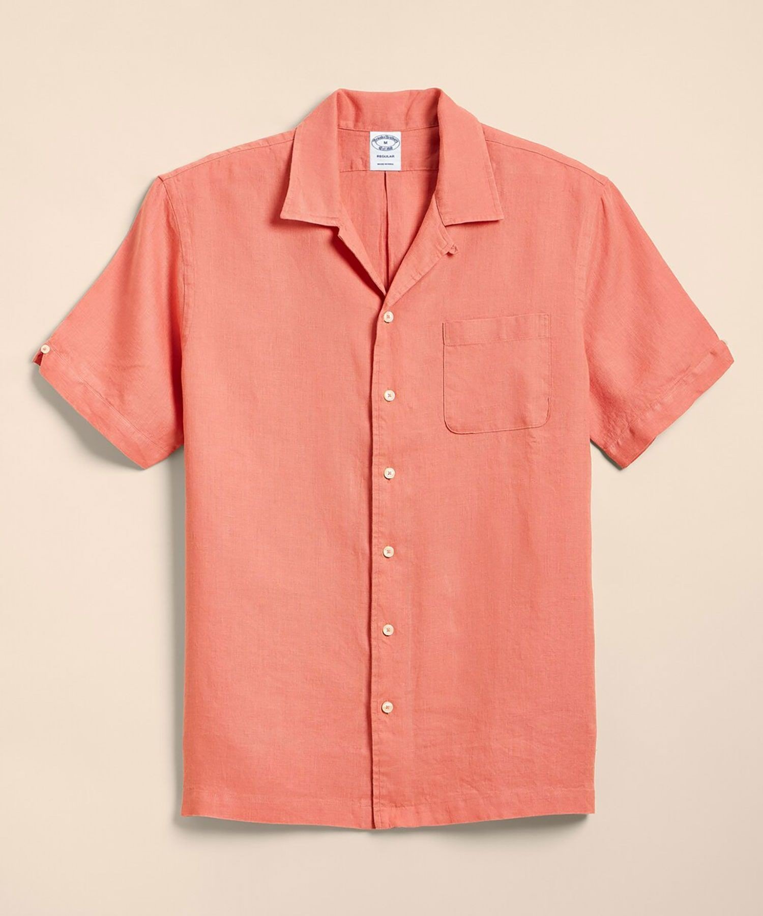 【SALE／20%OFF】BROOKS BROTHERS アイリッシュリネン ソリッド ショートスリーブキャンプシャツ Regular Fit ブルックス ブラザーズ トップス シャツ・ブラウス【送料無料】