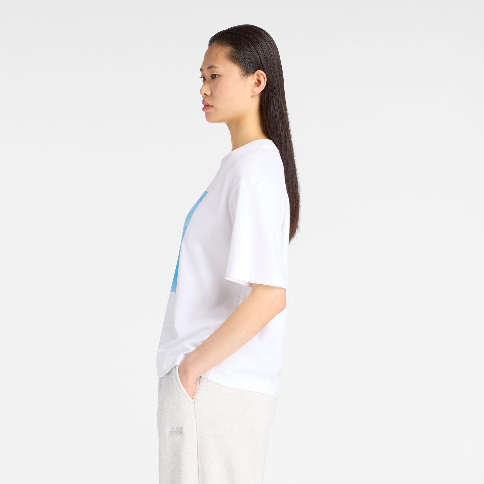 NB GREY フォトTシャツブルー ニューバランス トップス カットソー・Tシャツ