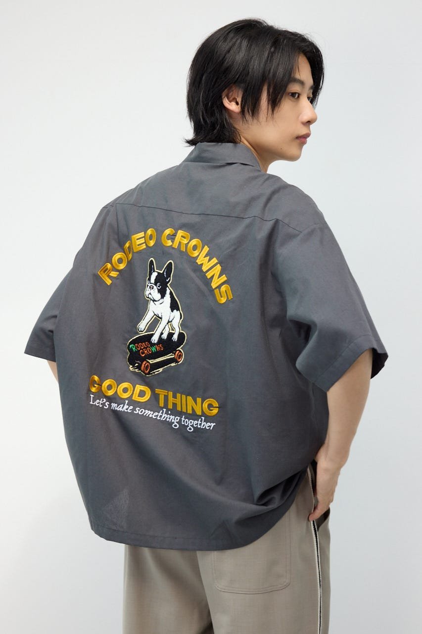 RODEO CROWNS WIDE BOWL COOLMAX(R)ファブリック製・Frenchieシャツ ロデオクラウンズワイドボウル トップス シャツ・ブラウス グリーン ホワイト グレー