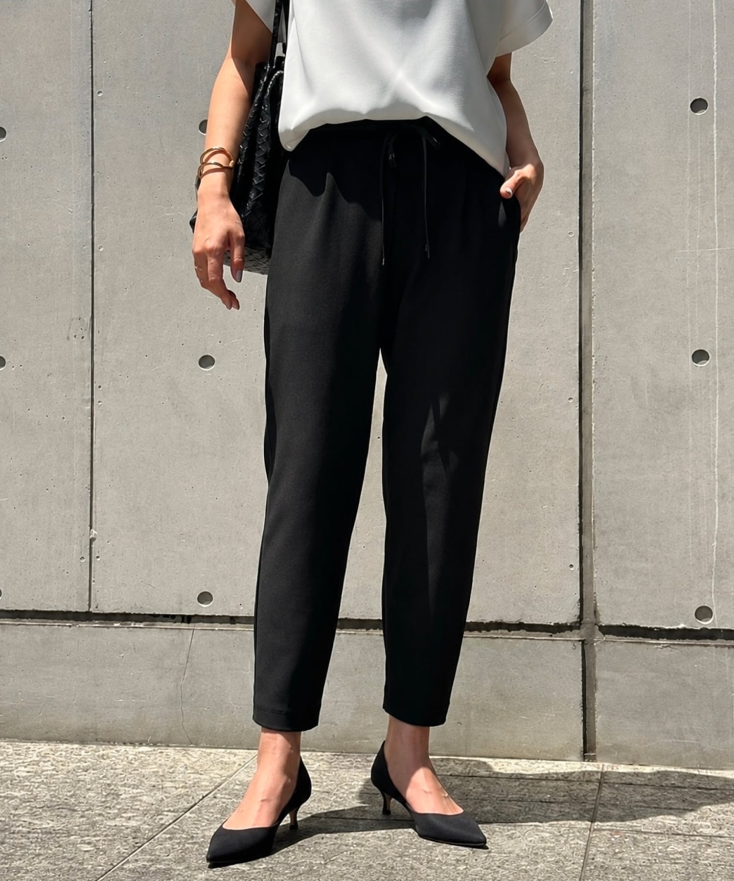 ストレッチジョガーパンツ スタイルドア パンツ その他のパンツ ベージュ ブラック