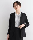 【SALE/60%OFF】INDIVI 【定番スーツ/ウール混】無地ノーカラージャケット インディヴィ スーツ・フォーマル セットアップスーツ ブラック カーキ...