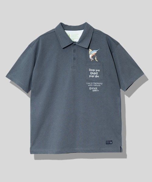 GSC MENS SELECT 【GSC別注】ESPACE VERT/エスパスヴェール カジキ S/S ポロシャツポケTEE (MENS) ゴースローキャラバン トップス カットソー・Tシャツ グレー ホワイト