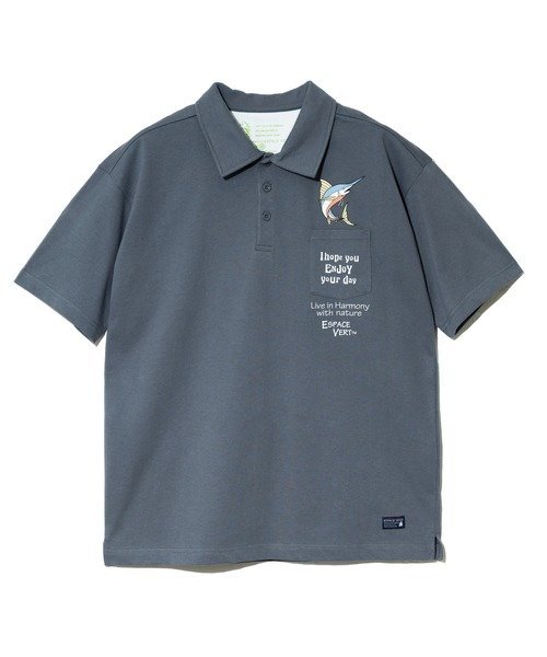 GSC MENS SELECT 【GSC別注】ESPACE VERT/エスパスヴェール カジキ S/S ポロシャツポケTEE (MENS) ゴースローキャラバン トップス カットソー・Tシャツ グレー ホワイト